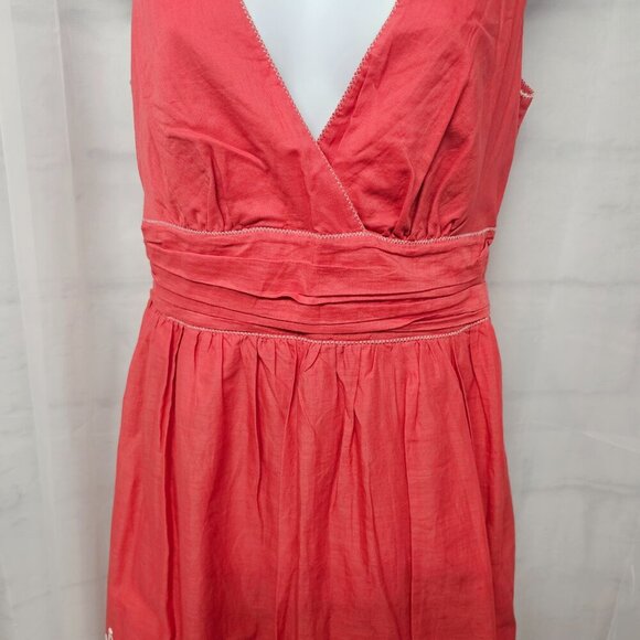 Max Studio Coral Pink Embroidered Sleeveless Dress Boho Festival M - Picture 3 of 11